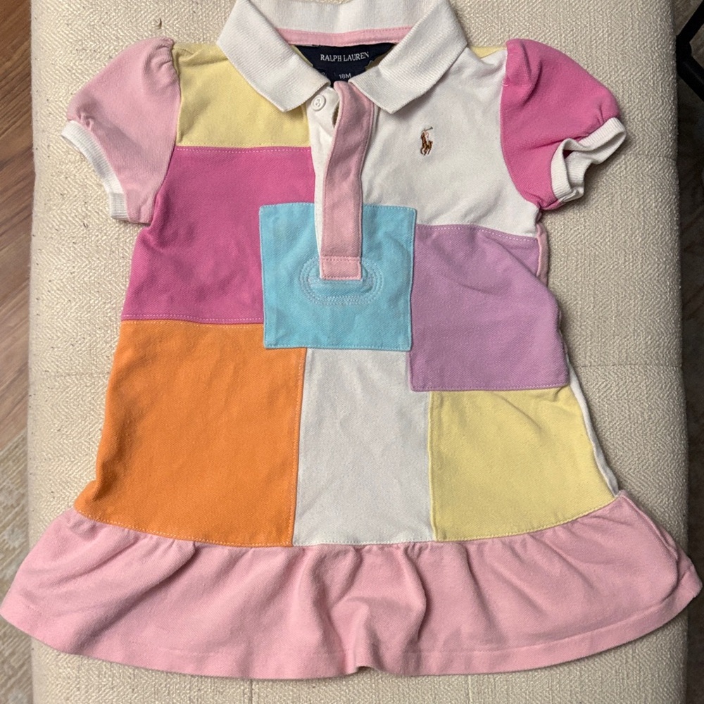 Ralph Lauren Kids Multicolor Patchwork Polo Dress